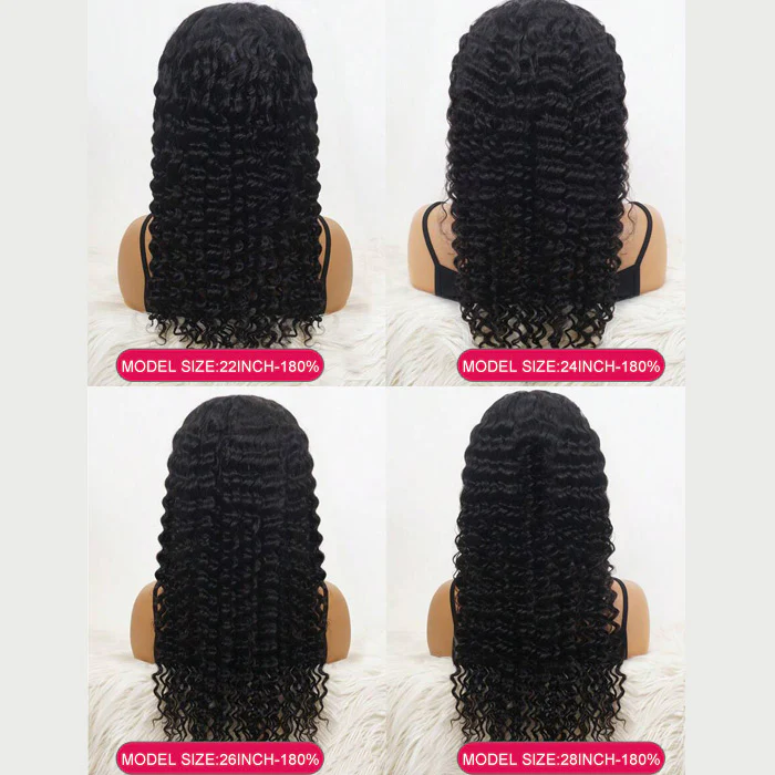 Pre Cut 13x4 Frontal Wigs Human Hair Pre Plucked Deep Wave  Natural Black Pre Everything Wig - Image 7