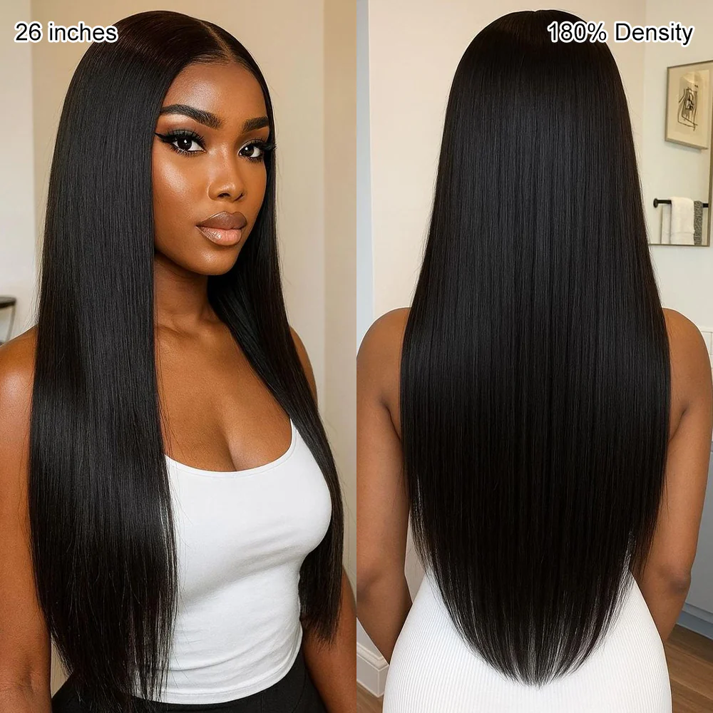 13X6 Pull Go Wig Straight Hair Transparent Lace Glueless Wigs Human Hair 180% 250% Density Flash Sale - Image 4