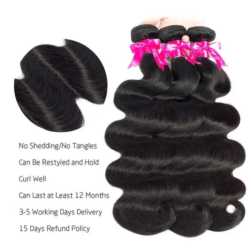 Body Wave Hair Bundles With Closure Virgin Huaman Hair Bundles And 4x4 Closure - Image 4