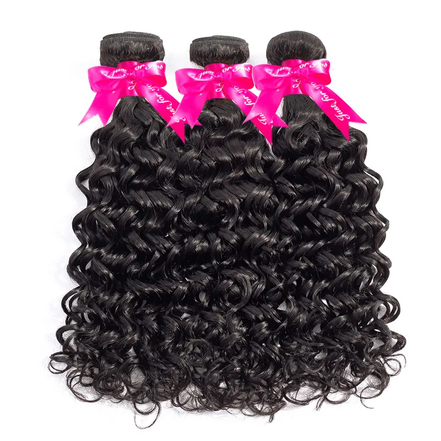 Water Wave 3 Bundles Hair Weft With 4x4 Lace Closure Virgin Human Hair - Image 4