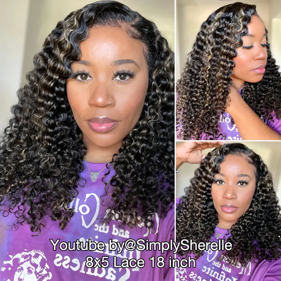 4C Curly Edges Jerry Curly Human Hair Wig M1B/27 Balayage Highlight Glueless Pre Plucked - Image 11