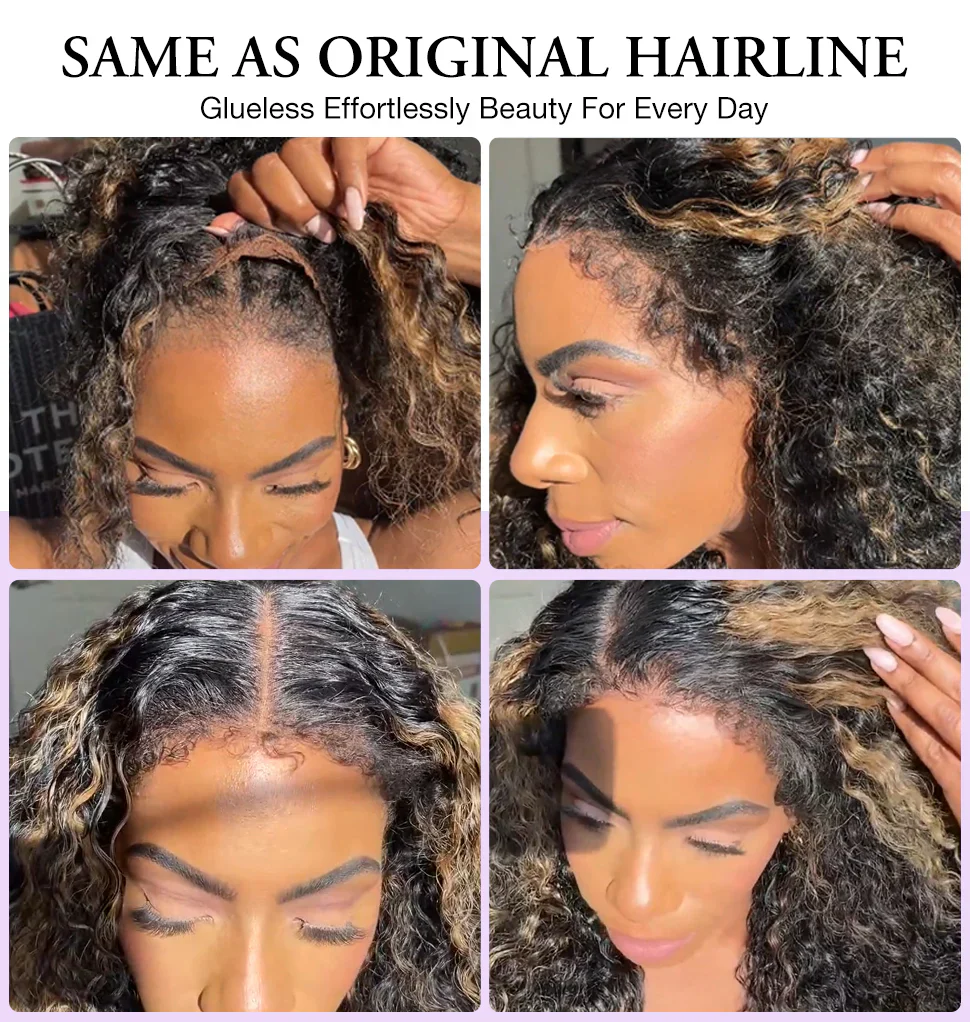 4C Curly Edges Jerry Curly Human Hair Wig M1B/27 Balayage Highlight Glueless Pre Plucked - Image 12