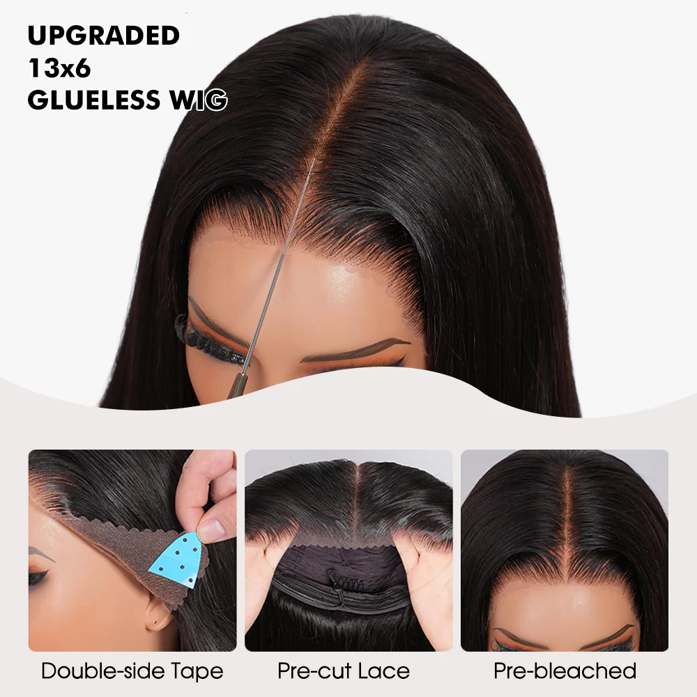 Pull Go 13x6 Full Glueless Wig Transparent Lace Front Wigs Body Wave Natural Black Flash Sale  Pizazz Hair - Image 8