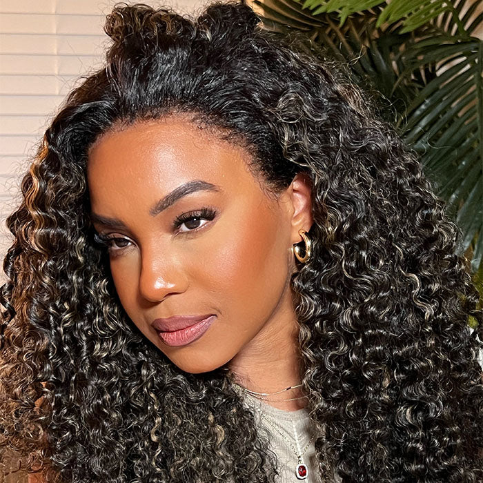 4C Curly Edges Jerry Curly Human Hair Wig M1B/27 Balayage Highlight Glueless Pre Plucked - Image 4