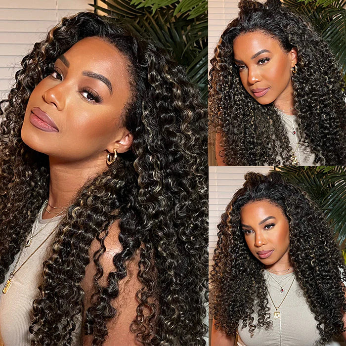 4C Curly Edges Jerry Curly Human Hair Wig M1B/27 Balayage Highlight Glueless Pre Plucked - Image 5