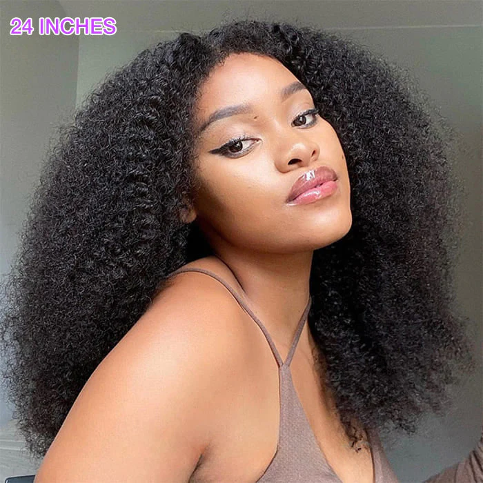 4C Kinky Edge Hairline Afro Kinky Curly Wigs  Pre-Bleached Glueless HD Wigs 180% Density - Image 3