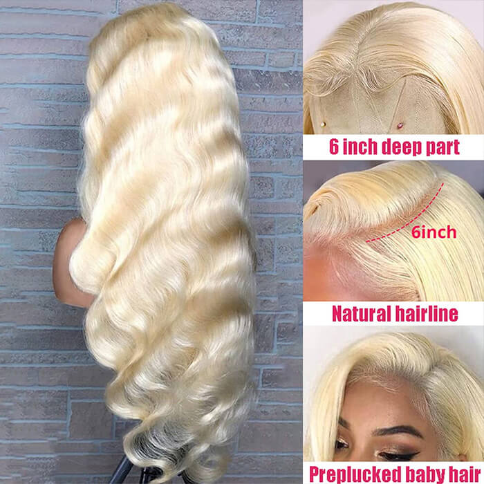 613 Blonde 13x6 hd Lace Front Wig Human Hair Body Wave Wigs - Image 7