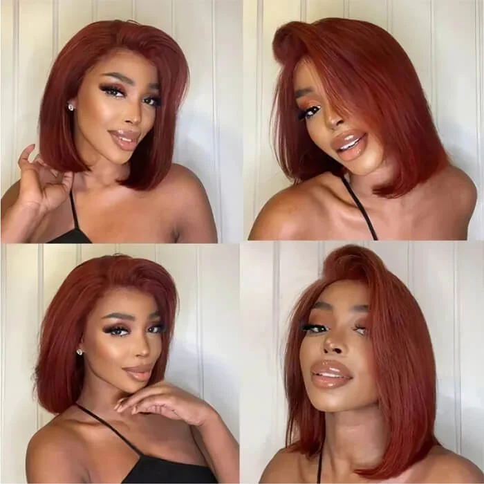 #99J/#33 Colored Bob Wig 13*4/4*4 HD Lace Human Hair Bob Wig For Women - Image 4