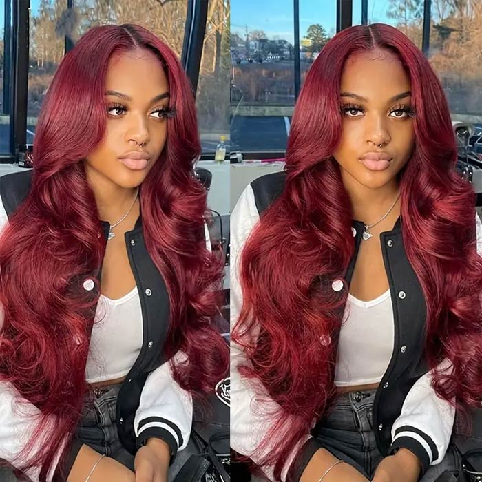 99J Burgundy 13x6 Body Wave  Hd Lace  Pre-everything Glueless HD Lace Wigs 250% Density - Image 5