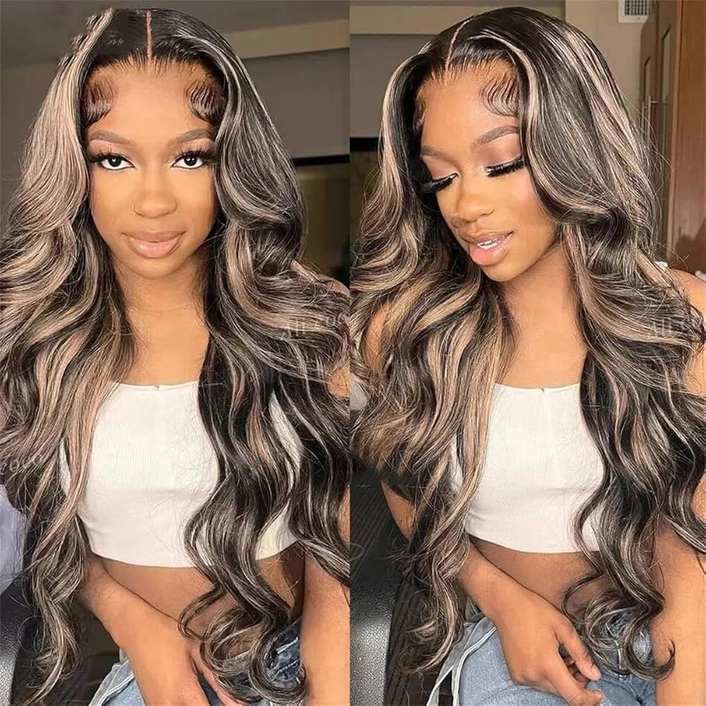 Pull & Go Glueless Wig Balayage Highlight M1B/27 13×6 Lace Human Hair Wig Pre-Bleached Knots - Image 4