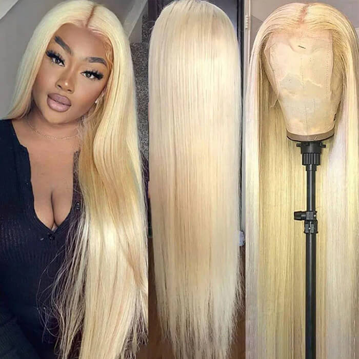 Blonde 613 Color 13x4 Invisible HD Lace Frontal Wig Straight & Body Wave Wigs For Sale - Image 3