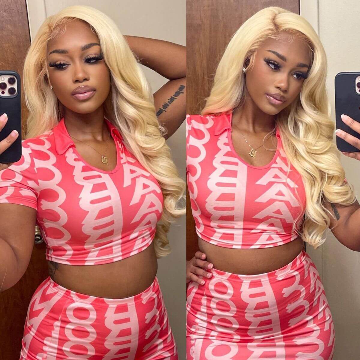 Blonde 613 Color 13x4 Invisible HD Lace Frontal Wig Straight & Body Wave Wigs For Sale - Image 6