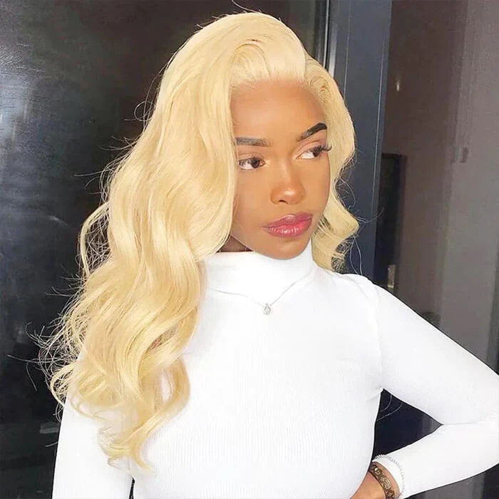 Blonde 613 Color 13x4 Invisible HD Lace Frontal Wig Straight & Body Wave Wigs For Sale - Image 8