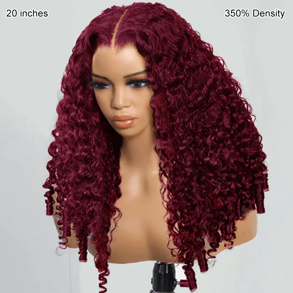 99J Burmese Curly Glueless Wig Bleached Knots 13x6 Full Pull Go Lace Front Wear Go Wig With Flexible Fit Drawstring - Image 4