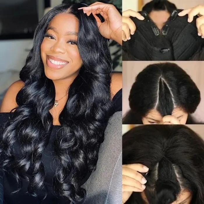 Body Wave Glueless Thin Part Wig V Part Wig Human Hair Wigs Wear And Go Wig - Image 3