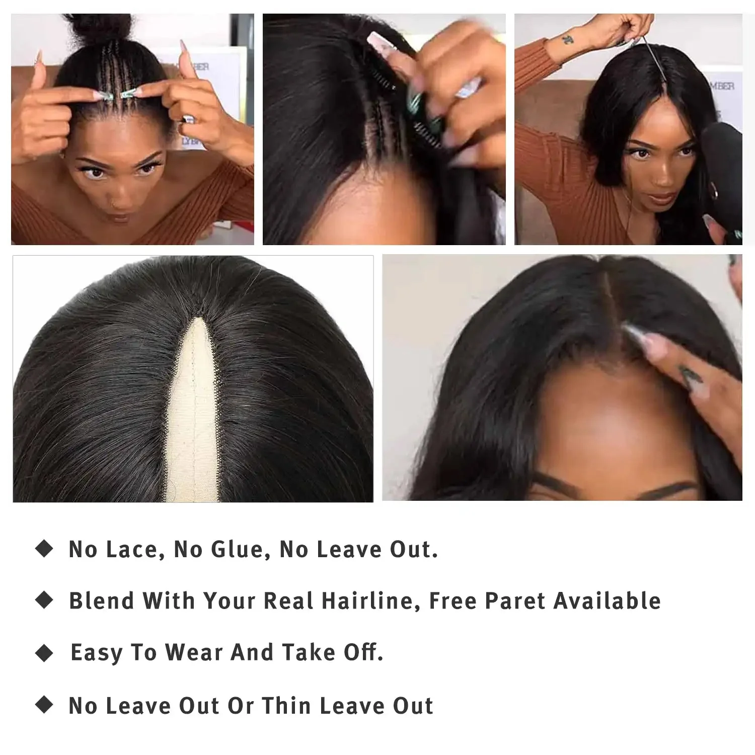 Body Wave Glueless Thin Part Wig V Part Wig Human Hair Wigs Wear And Go Wig - Image 7