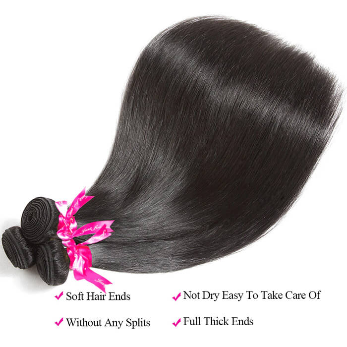 Bone Straight Virgin Hair 3 Bundles with 4x4 Transparent Lace Closure Pre Plucked - Image 3