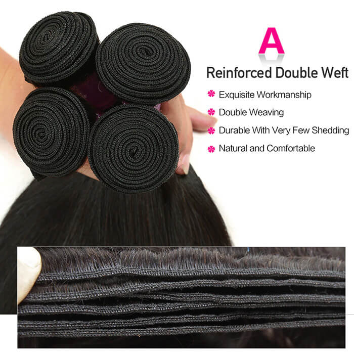 Bone Straight Virgin Hair 3 Bundles with 4x4 Transparent Lace Closure Pre Plucked - Image 5