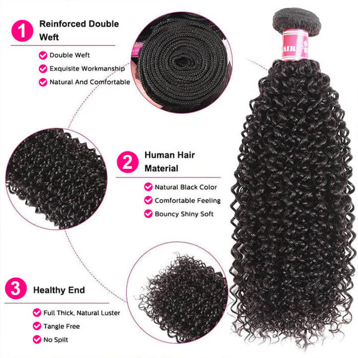 Brazilian Virgin Curly Hair 3 Bundles With 4*4 Lace Closure, Unprocessed Human Hair Extension - Image 3
