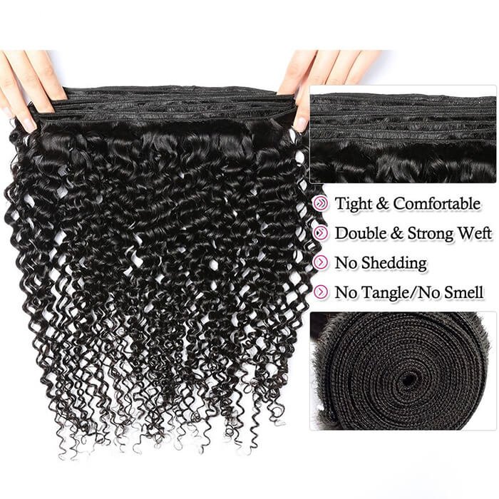 Brazilian Virgin Curly Hair 3 Bundles With 4*4 Lace Closure, Unprocessed Human Hair Extension - Image 4