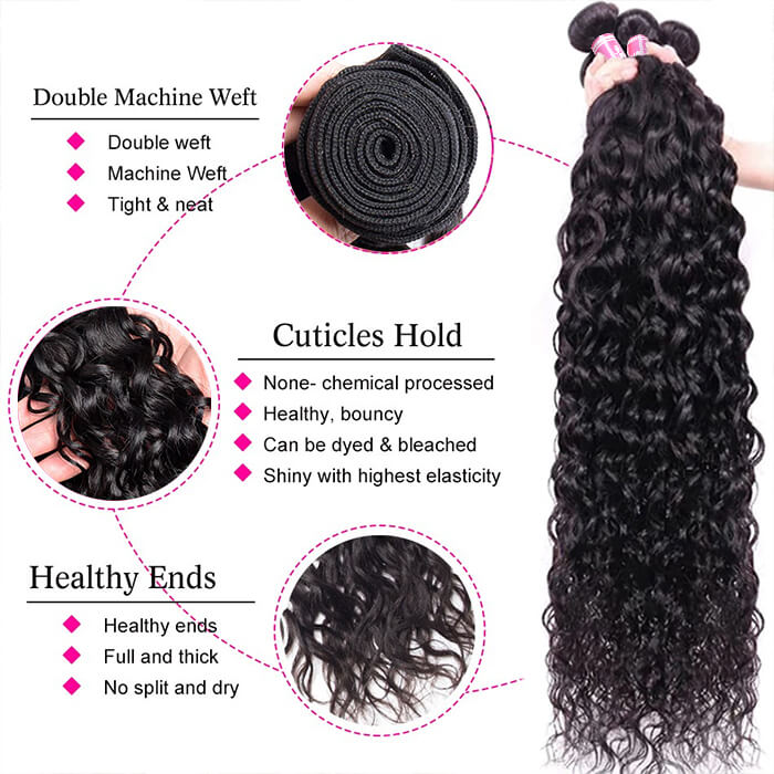 Brazilian Water Wave Human Hair 3/4 Bundles with 4x4 Swiss Lace Closure - Image 3