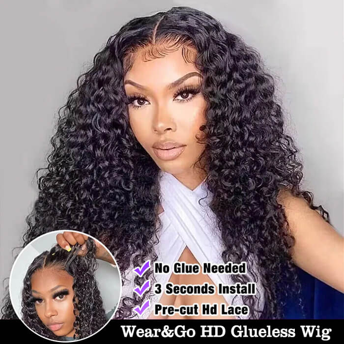 Curly Glueless Wig Wear Go Pre-Plucked 8x5 Pre Cut HD Lace Closure Human Hair Wigs - Image 4