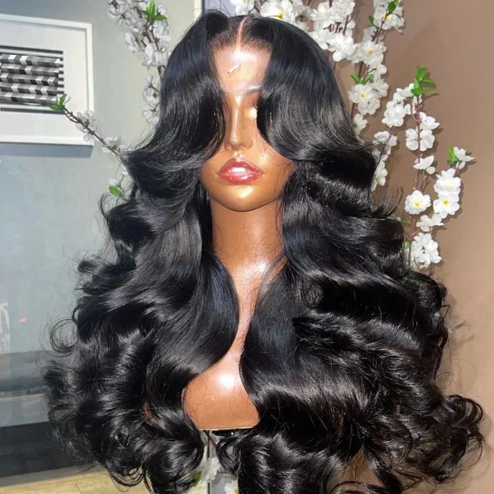 Butterfly Cut Curtain Bangs Loose Body Wave Wig 13x6 Deep Part Glueless Pre Cut HD Lace Drawstring Wig - Image 3
