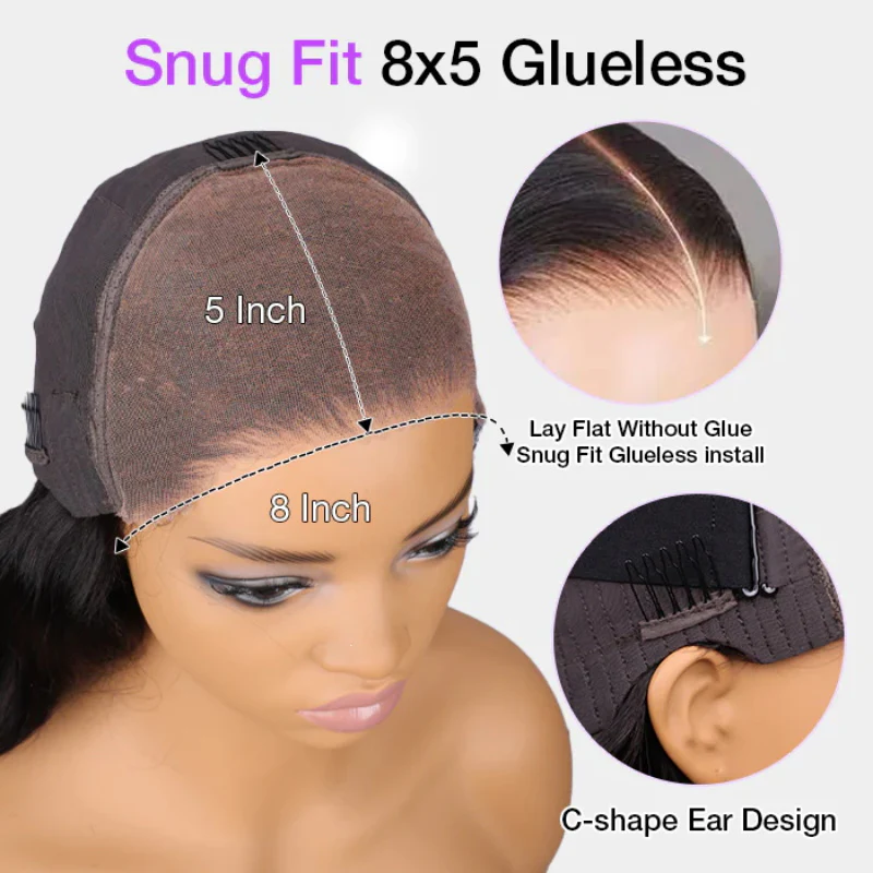 Butterfly Cut Curtain Bangs Loose Body Wave Wig 13x6 Deep Part Glueless Pre Cut HD Lace Drawstring Wig - Image 9
