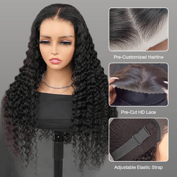Deep Wave Glueless Wear And Go Wigs Pre Plucked 4x4 & 5x5 Pre Cut Lace Closure Wigs Beginner Friendly - Image 3