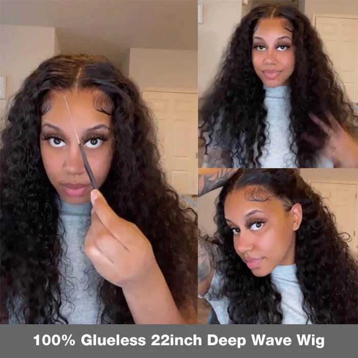 Deep Wave Glueless Wear And Go Wigs Pre Plucked 4x4 & 5x5 Pre Cut Lace Closure Wigs Beginner Friendly - Image 8
