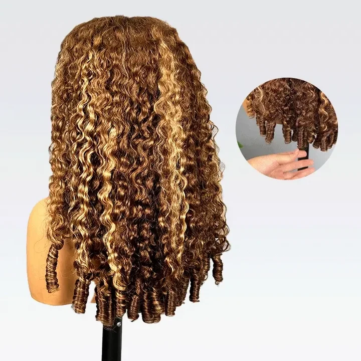 4/27 Highlight Color Burmese Curly Glueless Wig Pull Go 13x6 Full Lace Pre-Everything Wear Go Wig - Image 7