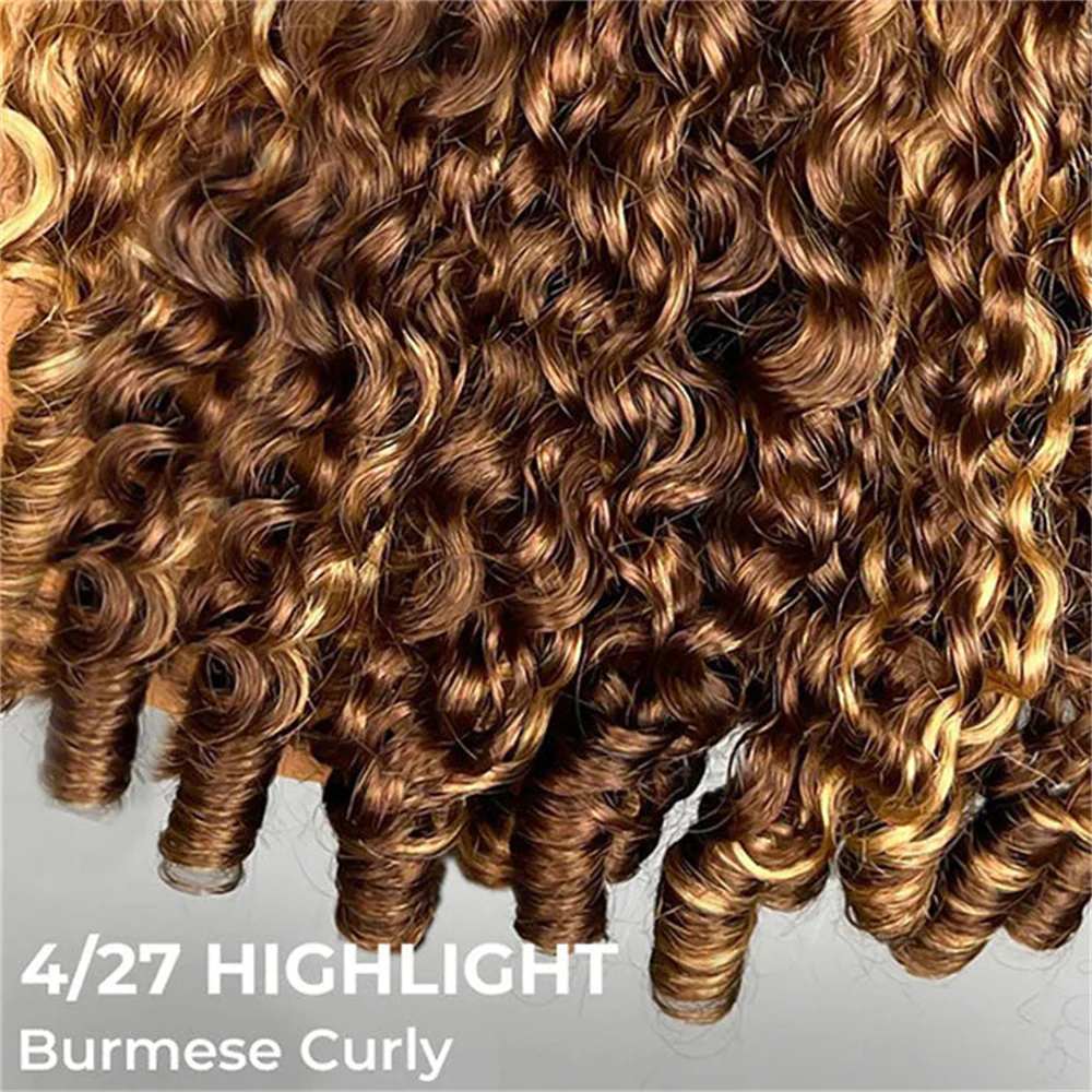 4/27 Highlight Color Burmese Curly Glueless Wig Pull Go 13x6 Full Lace Pre-Everything Wear Go Wig - Image 8