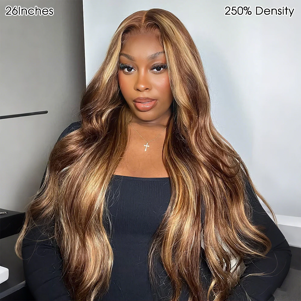 Highlight Brown 4/27  Body Wave Pull & Go Glueless Wig 13x6 Pre-Everything HD  Lace Human Hair Wig - Image 6