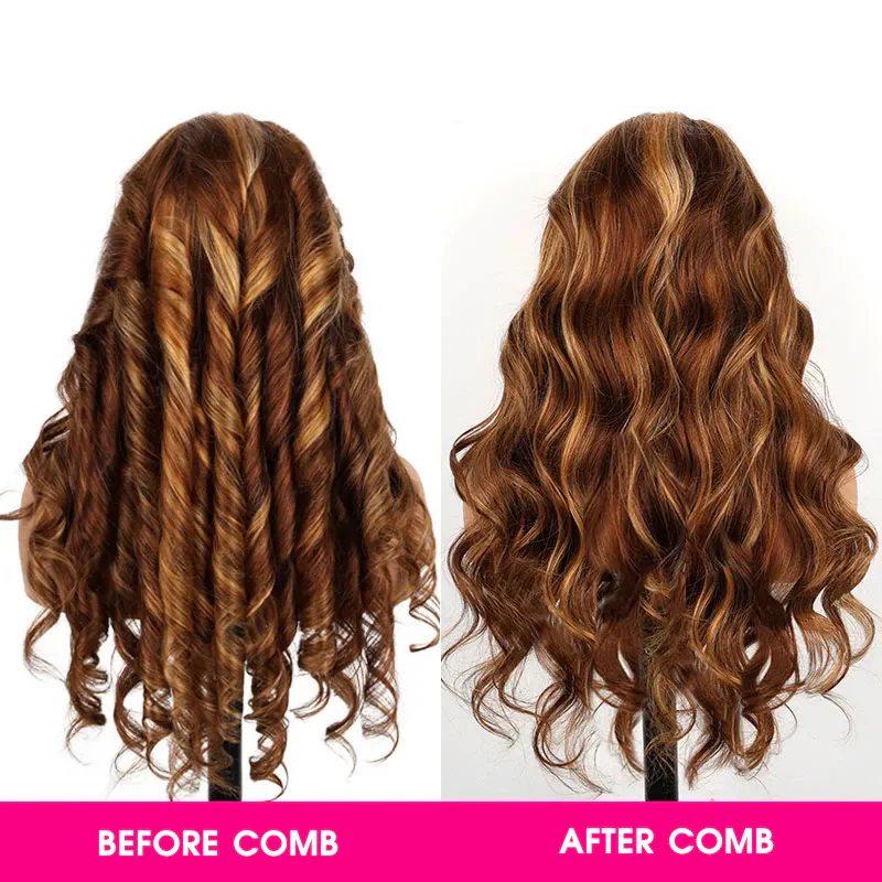 Highlight Brown 4/27  Body Wave Pull & Go Glueless Wig 13x6 Pre-Everything HD  Lace Human Hair Wig - Image 7