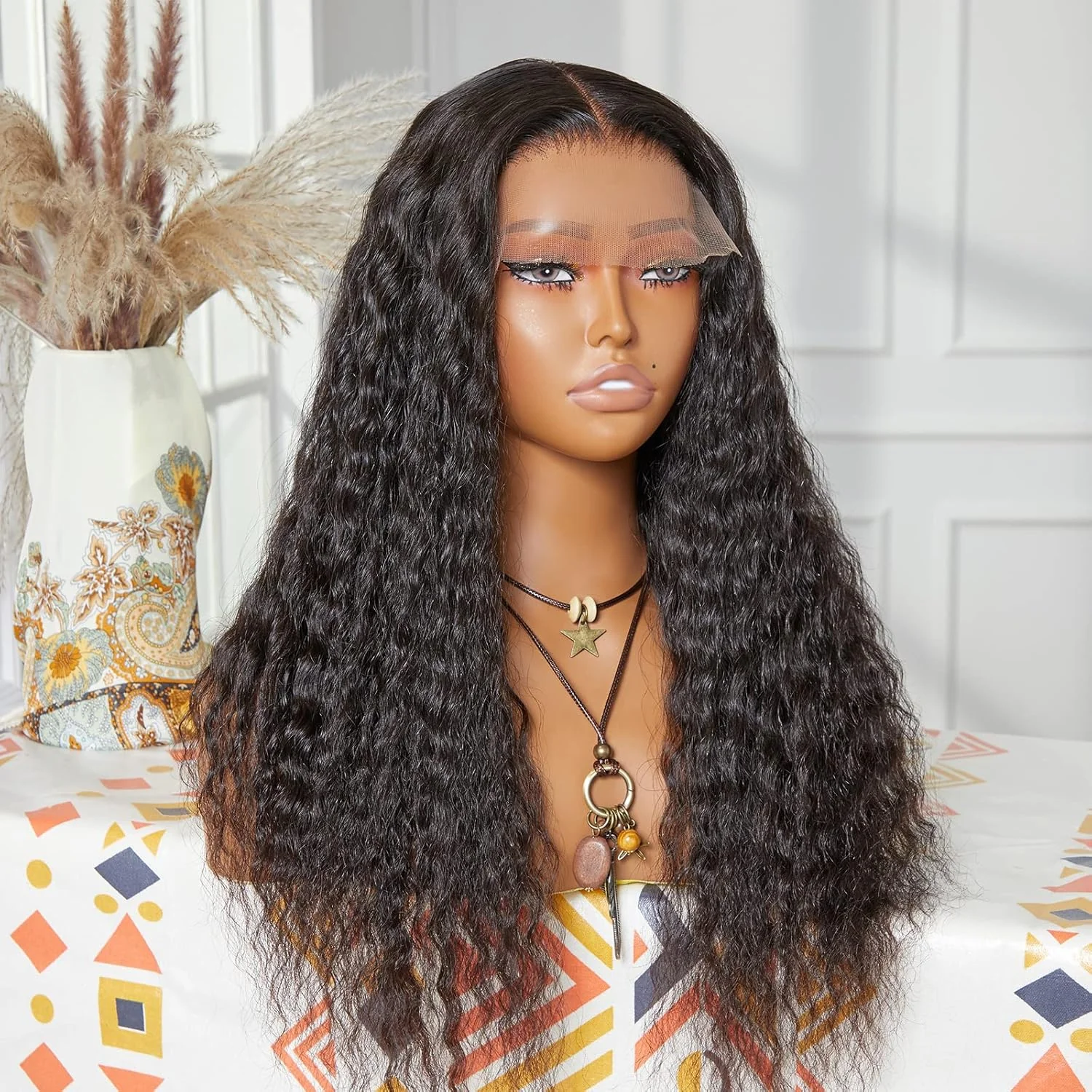Flowy Bohemian Curls Wig Curly Glueless 5x5 Closure Lace Wig Pre-plucked Human Hair wigs - Image 7