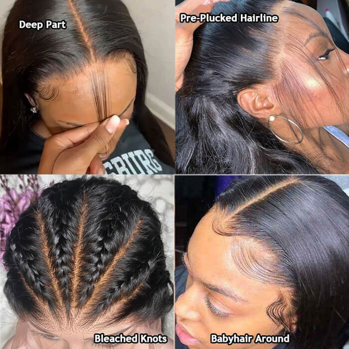 Straight Lace Front Wigs with Bleached Knots 13x6 HD Transparent Lace Frontal Wigs - Image 6