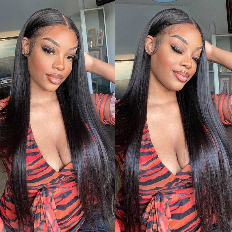 Straight Lace Front Wigs with Bleached Knots 13x6 HD Transparent Lace Frontal Wigs - Image 8