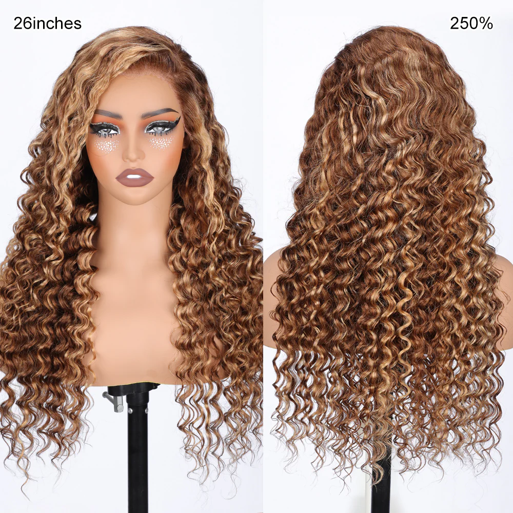 Pull & Go Glueless Wig 13x6 Highlight 4/27 Color Deep Wave Invisible Knots Natural Hairline - Image 4
