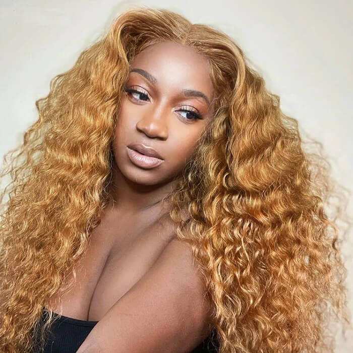 Beyonce Hair Honey Blonde Lace Front Wig #27 Color Deep Wave Human Hair Wigs 180% Density - Image 10