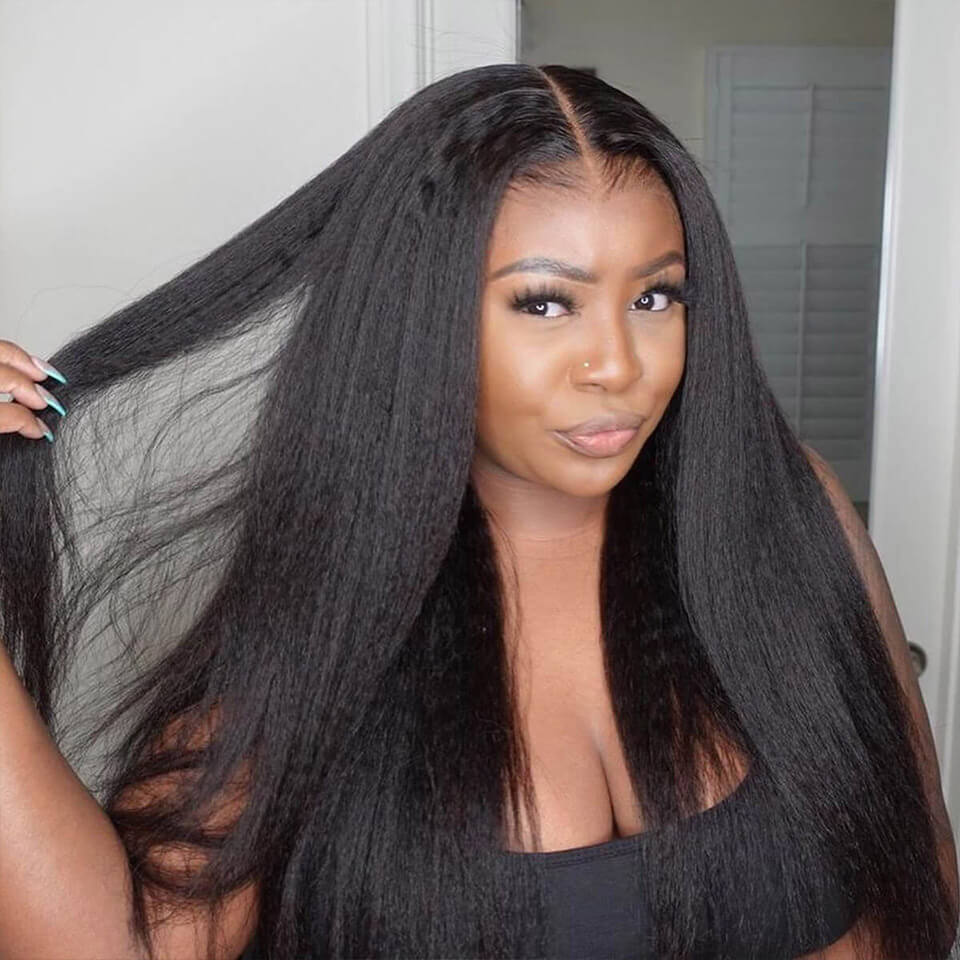 Pre Cut Lace | Kinky Straight Wear & Go Pre-Cut Lace 5x5/4x4 Glueless Wigs with Pre Plucked - Image 5
