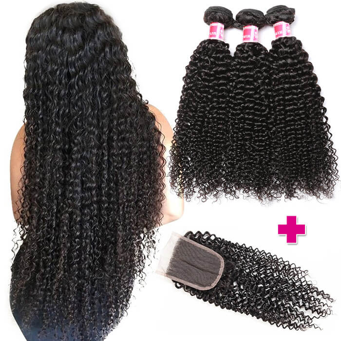 Malaysian 100% Curly Virgin Hair 3 Bundles with 4*4 Lace Closure Human Hair Weave-Pizazz Hair - Image 8