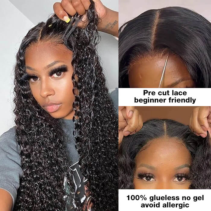 New Pre-Bleached Knots Wear Go Glueless Wig Pre-Cut HD Lace Curly Human Hair Wigs Sale - Image 3