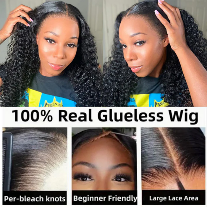 New Pre-Bleached Knots Wear Go Glueless Wig Pre-Cut HD Lace Curly Human Hair Wigs Sale - Image 4