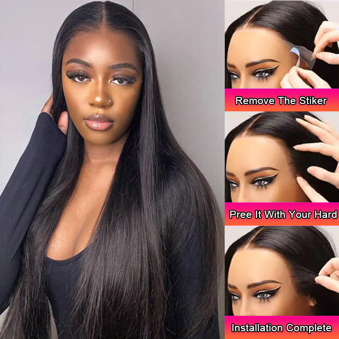 Pizazz Straight 13x4 Pre Everything Lace Frontal Human Hair Wigs Glueless Wear And Go Wigs For Beginners - Image 3