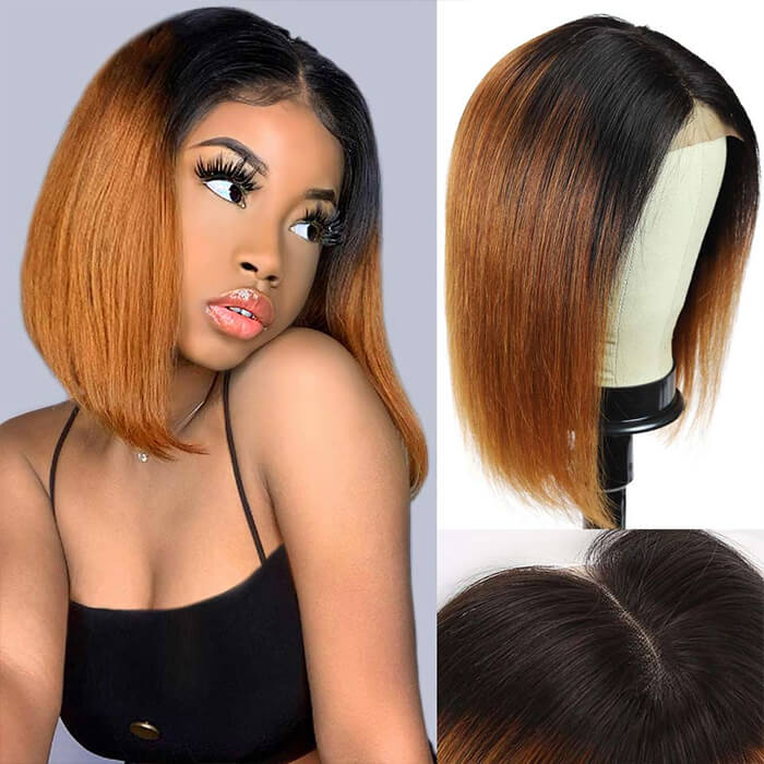 Ombre 1b 30/99J/27 Short Bob Wigs 13x4/4x4 HD Lace Human Hair Bob Wig For Women - Image 6