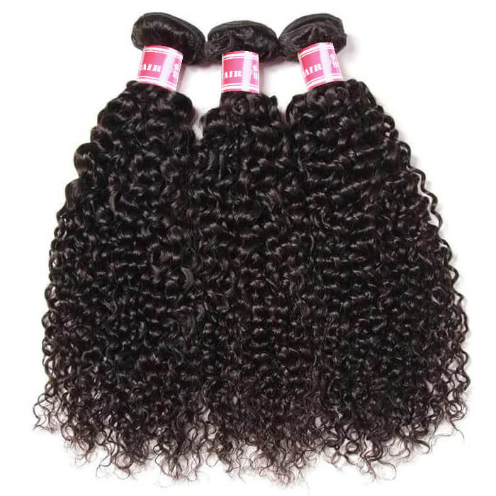 Peruvian 100% Human Hair Virgin Curly Hair 3/4 Bundles with 4*4 Lace Closure On Sale - Image 3