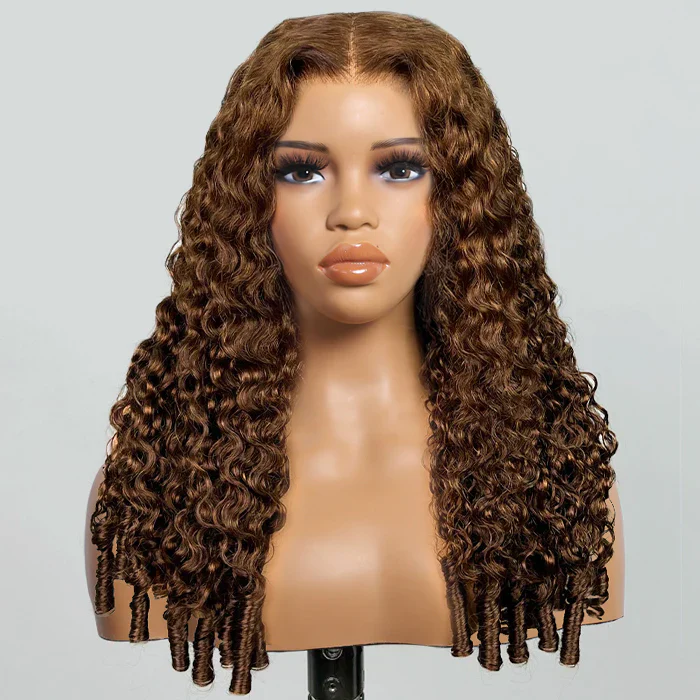Pizazz Hair 13x6 Glueless Wig Dark Brown Burmese Curly With Drawstring Human Hair Wigs - Image 3