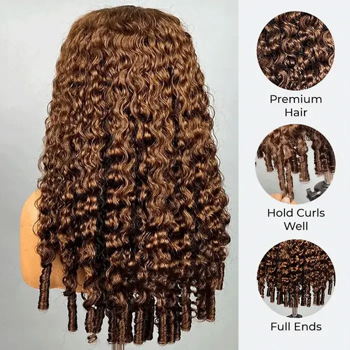 Pizazz Hair 13x6 Glueless Wig Dark Brown Burmese Curly With Drawstring Human Hair Wigs - Image 6
