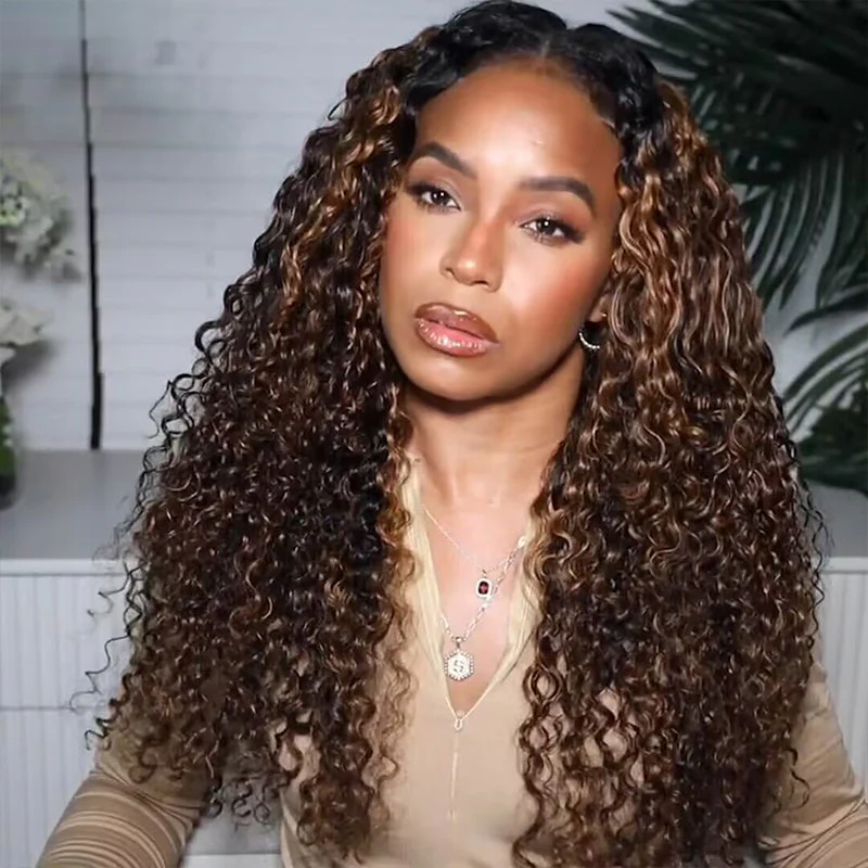 Ombre Brown Coily Curly Lace Front Wig | 250% Density 4C Edges Dark Roots Realistic - Image 3