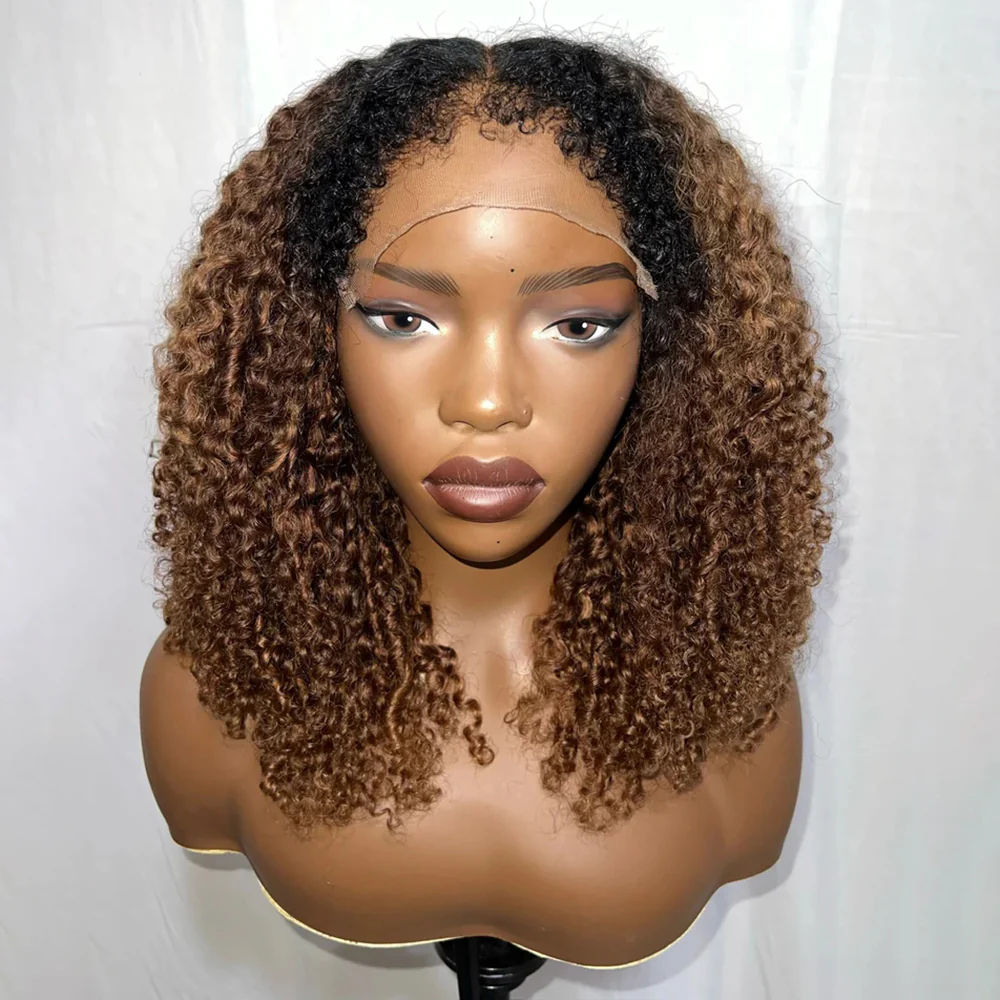 Ombre Brown Coily Curly Lace Front Wig | 250% Density 4C Edges Dark Roots Realistic - Image 5